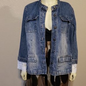 Crazy Horse jean jacket lace L custom denim